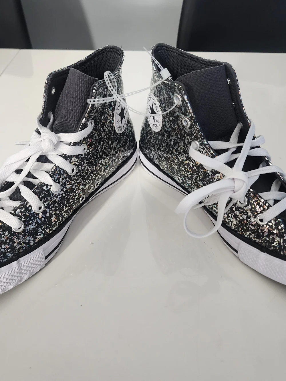 Converse Youth High Top Sneakers in Black with Glitter